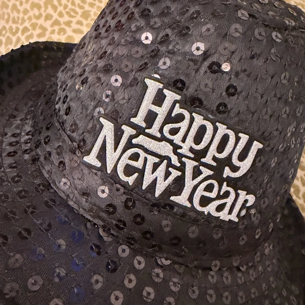 Sequin Black Happy New Year Party Hat